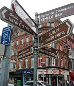 A sign directing to Temple Bar from Grafton Street